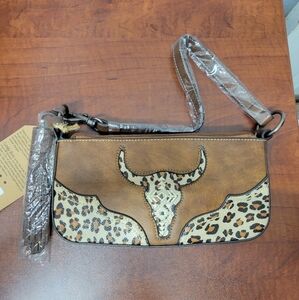 Catchfly Convertible Bag w/Leopard Accents & Steer Head NWT